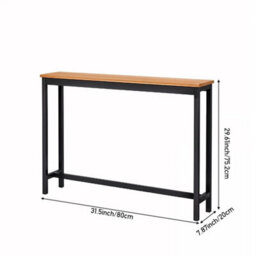 Black 1 Tier Long Console Table Sofa Table Furniture Hallway Table Entryway Display Shelfrack - thumbnail 2