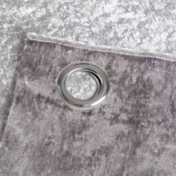 "Homescapes Silver Luxury Crushed Velvet Lined Eyelet Curtain Pair, 66 X 72""" - thumbnail 3
