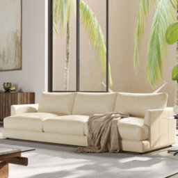Valencia Serena Leather Three Seats Sectional Sofa Beige Nappa 11000 Top Grain Leather Kiln Dried Wood - thumbnail 2
