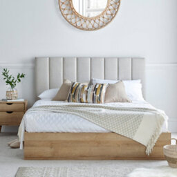 Modern Molle Wooden Ottoman Storage Bed Frame Including Headboard - Double 4Ft6