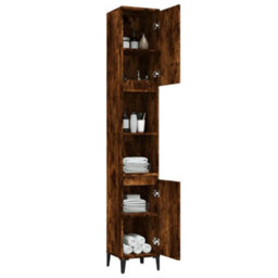 Vidaxl Bathroom Cabinet Smoked Oak 30X30X190 Cm Engineered Wood - thumbnail 4