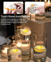 Amorly 12 Pack Floating Candles, Water Activated Flameless Led Tea Lights For Wedding Centerpieces, Glass Cylinder Vases,pool Decorations - thumbnail 3