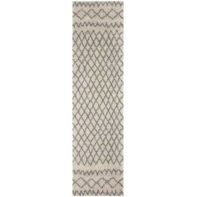 The Rugs Moroccan Shaggy Rugs And Runners Soft Fluffy Tribal Design High Pile Ivory And Grey Living Room Kitchen Hallway 900 - image 1