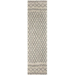 The Rugs Moroccan Shaggy Rugs And Runners Soft Fluffy Tribal Design High Pile Ivory And Grey Living Room Kitchen Hallway 900 - thumbnail 1