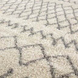 The Rugs Moroccan Shaggy Rugs And Runners Soft Fluffy Tribal Design High Pile Ivory And Grey Living Room Kitchen Hallway 900 - thumbnail 3
