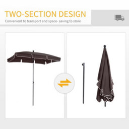 Outsunny Aluminium Sun Umbrella Parasol Patio Rectangular 2M X 1.3M Brown - thumbnail 5