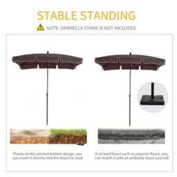 Outsunny Aluminium Sun Umbrella Parasol Patio Rectangular 2M X 1.3M Brown - thumbnail 6