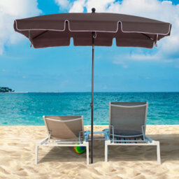 Outsunny Aluminium Sun Umbrella Parasol Patio Rectangular 2M X 1.3M Brown - thumbnail 1