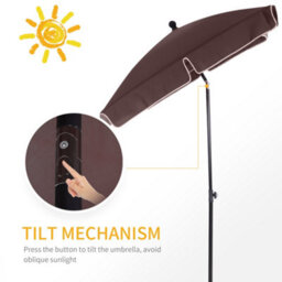 Outsunny Aluminium Sun Umbrella Parasol Patio Rectangular 2M X 1.3M Brown - thumbnail 4