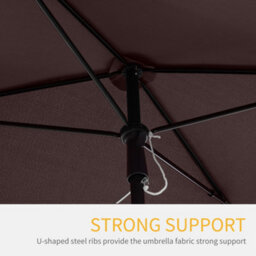 Outsunny Aluminium Sun Umbrella Parasol Patio Rectangular 2M X 1.3M Brown - thumbnail 7