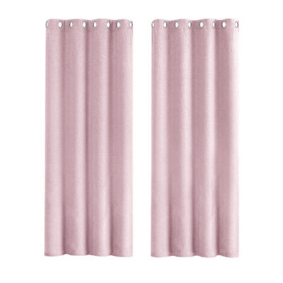 Happy Homewares Soft Pink Lined Blackout Eyelet Curtains - 46 X 54 Inch Drop - 2 Panel - image 1
