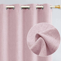 Happy Homewares Soft Pink Lined Blackout Eyelet Curtains - 46 X 54 Inch Drop - 2 Panel - thumbnail 2