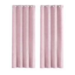 Happy Homewares Soft Pink Lined Blackout Eyelet Curtains - 46 X 54 Inch Drop - 2 Panel - thumbnail 1