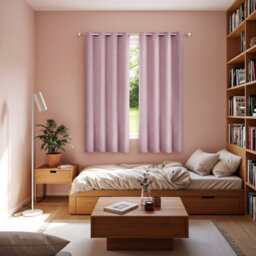 Happy Homewares Soft Pink Lined Blackout Eyelet Curtains - 46 X 54 Inch Drop - 2 Panel - thumbnail 6