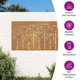 Vidaxl Garden Wall Decoration 105X55 Cm Corten Steel Flower Design - thumbnail 7