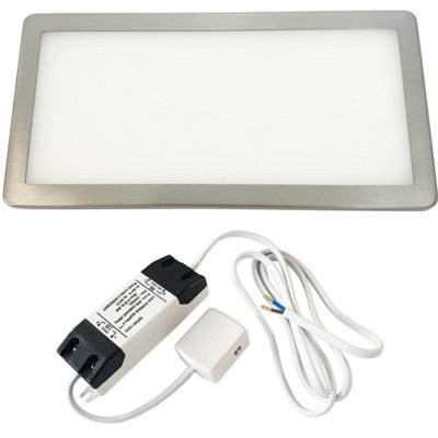 Brushed Nickel Ultra-Slim Rectangle Led Under Cabinet Light Kit With Driver - Natural White Glow - image 1