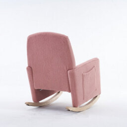 Abrihome Teddy Fabric Foam Upholstered Armchair Rocking Chair With Pull-Out Footrest, Pink - thumbnail 3