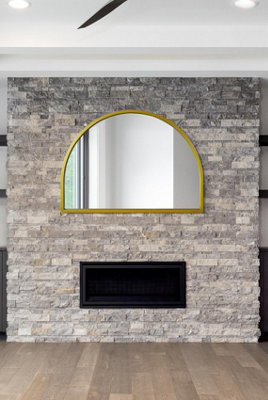"Mirroroutlet Arcus - Gold Metal Framed Arched Wall Mirror 49"" X 35"" (125Cm X 90Cm)" - image 1