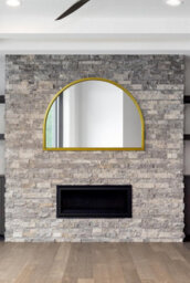 "Mirroroutlet Arcus - Gold Metal Framed Arched Wall Mirror 49"" X 35"" (125Cm X 90Cm)" - thumbnail 1