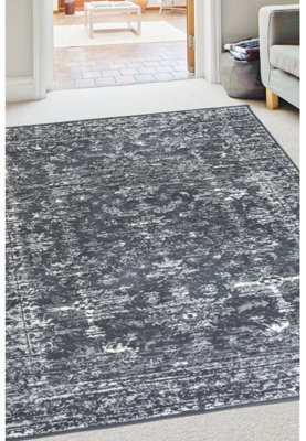Melrose Colorama Traditional Charcoal Medium Indoor Area Rug 120/170Cm - image 1