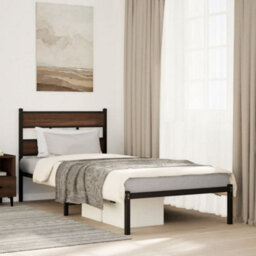 Berkfield Bed Frame Without Mattress With Headboard Brown Oak 107X203 Cm