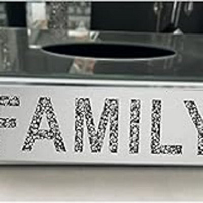 Biznest Sparkle Crystal Crushed Glam Tissue Box Holder Mirrored Diamond Diamante Living Room Kitchen Silver (Family)