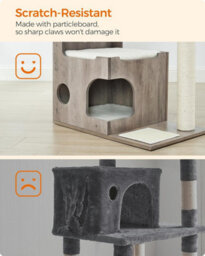 Songmics Woodywonders Cat Tree, Modern Cat Tower With Cat Cave, Scratching Post And Mat, Removable Washable, Greige And White - thumbnail 6