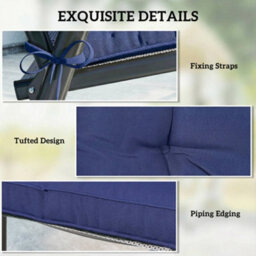 Outsunny 42 X 42Cm Replacement Garden Seat Cushion Pad With Ties, Dark Blue - thumbnail 6