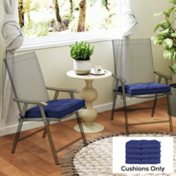 Outsunny 42 X 42Cm Replacement Garden Seat Cushion Pad With Ties, Dark Blue - thumbnail 7