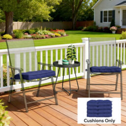 Outsunny 42 X 42Cm Replacement Garden Seat Cushion Pad With Ties, Dark Blue - thumbnail 1