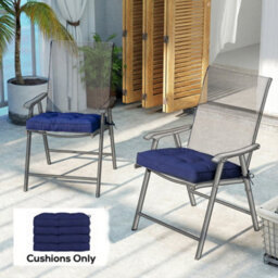 Outsunny 42 X 42Cm Replacement Garden Seat Cushion Pad With Ties, Dark Blue - thumbnail 9