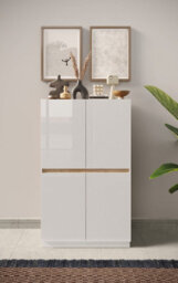 FurniComp LTD Furnicomp Chelsea 4 Door White Gloss And Cadiz Oak Tall Sideboard/highboard - thumbnail 2