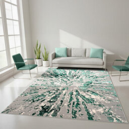 Smart Living Luxury Soft Modern Shimmer Sunset Rug For Living & Bedroom - Emerald - 80 X 150 Cm - thumbnail 2