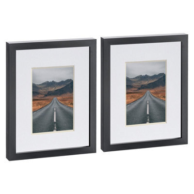 "Nicola Spring Photo Frames With 4"" X 6"" Mount - 8"" X 10"" - Black/white - Pack Of 2" - image 1