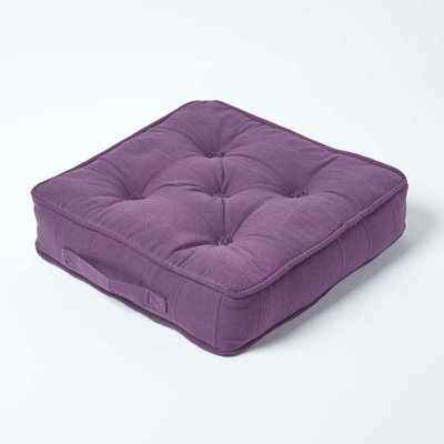 Homescapes Rajput Ribbed Cotton Floor Cushion Purple - image 1