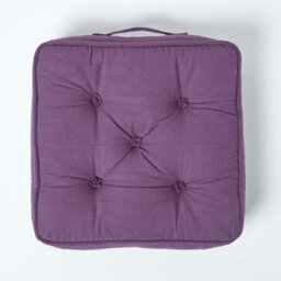 Homescapes Rajput Ribbed Cotton Floor Cushion Purple - thumbnail 3