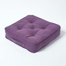 Homescapes Rajput Ribbed Cotton Floor Cushion Purple - thumbnail 1