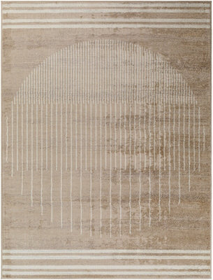 Livabliss Floransa-Geometric Grey Ivory Brown Modern Living Dining Bedroom Rug 160 X 215 Cm Easy Care, Non Shedding - image 1