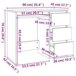 Berkfield Desk Grey Sonoma 90X45X76 Cm Engineered Wood - thumbnail 8