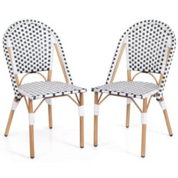 French Bistro Accent Chair Set Of 2 Patio Armless Dining Chairs - thumbnail 1