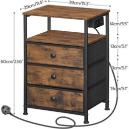 Bedside Table With Charging Station Nightstand Sofa Side End - thumbnail 2