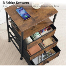 Bedside Table With Charging Station Nightstand Sofa Side End - thumbnail 4