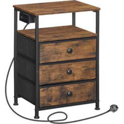 Bedside Table With Charging Station Nightstand Sofa Side End - thumbnail 1