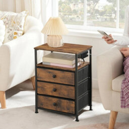 Bedside Table With Charging Station Nightstand Sofa Side End - thumbnail 3