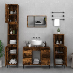 Berkfield Sink Cabinet Smoked Oak 80X33X60 Cm Engineered Wood - thumbnail 3