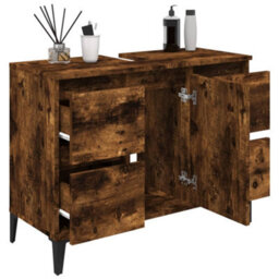 Berkfield Sink Cabinet Smoked Oak 80X33X60 Cm Engineered Wood - thumbnail 4