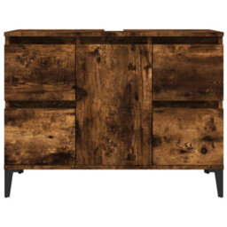 Berkfield Sink Cabinet Smoked Oak 80X33X60 Cm Engineered Wood - thumbnail 5