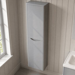 Balterley Dunwood Modern Bathroom 1 Soft Close Door Wall Hung Tall Cabinet, Satin Grey, 356mm - thumbnail 3
