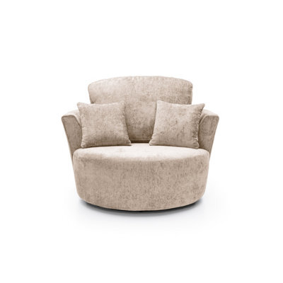 Abakus Direct Harriet Crushed Chenille Swivel Chair In Cream - image 1