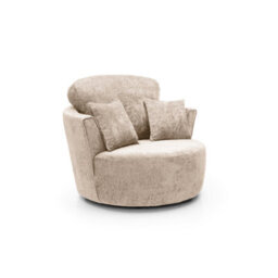 Abakus Direct Harriet Crushed Chenille Swivel Chair In Cream - thumbnail 2